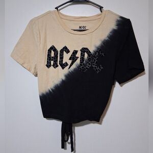 AC/DC Black and Cream Graphic Crop Top Size M